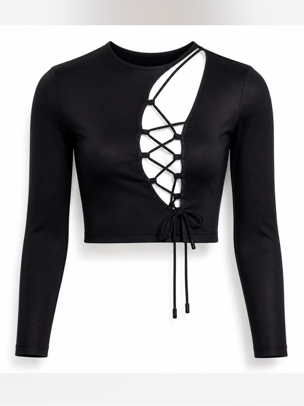 NWT Skims LIMITED EDITION Cutout Lace up Long Sleeve Top in Black Onyx